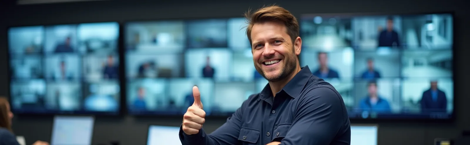 Tim inženjera uz nadzorne monitore i AI analitiku